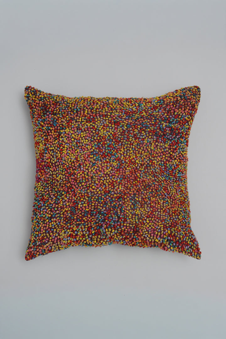 Multi Color French Knot Silk Cushion Cover