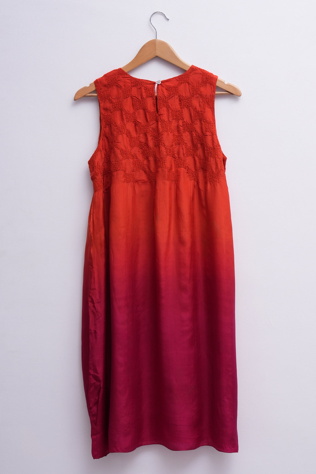 Orange Ombre Silk Embroidered Dress