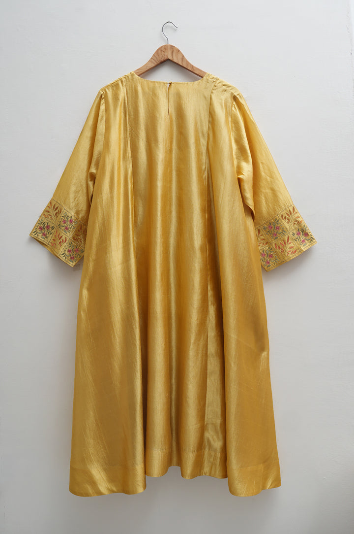 Yellow Embroidered Silk Dress