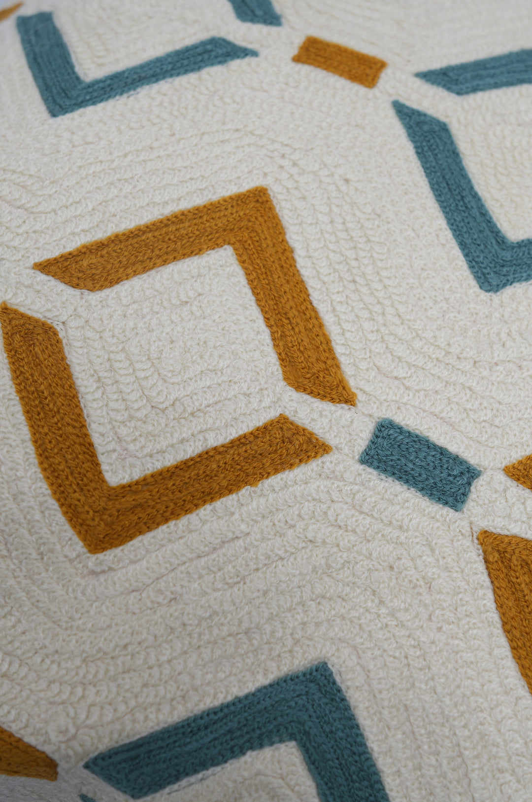 Sage & Ochre Geometric Tufted Cushion Cover