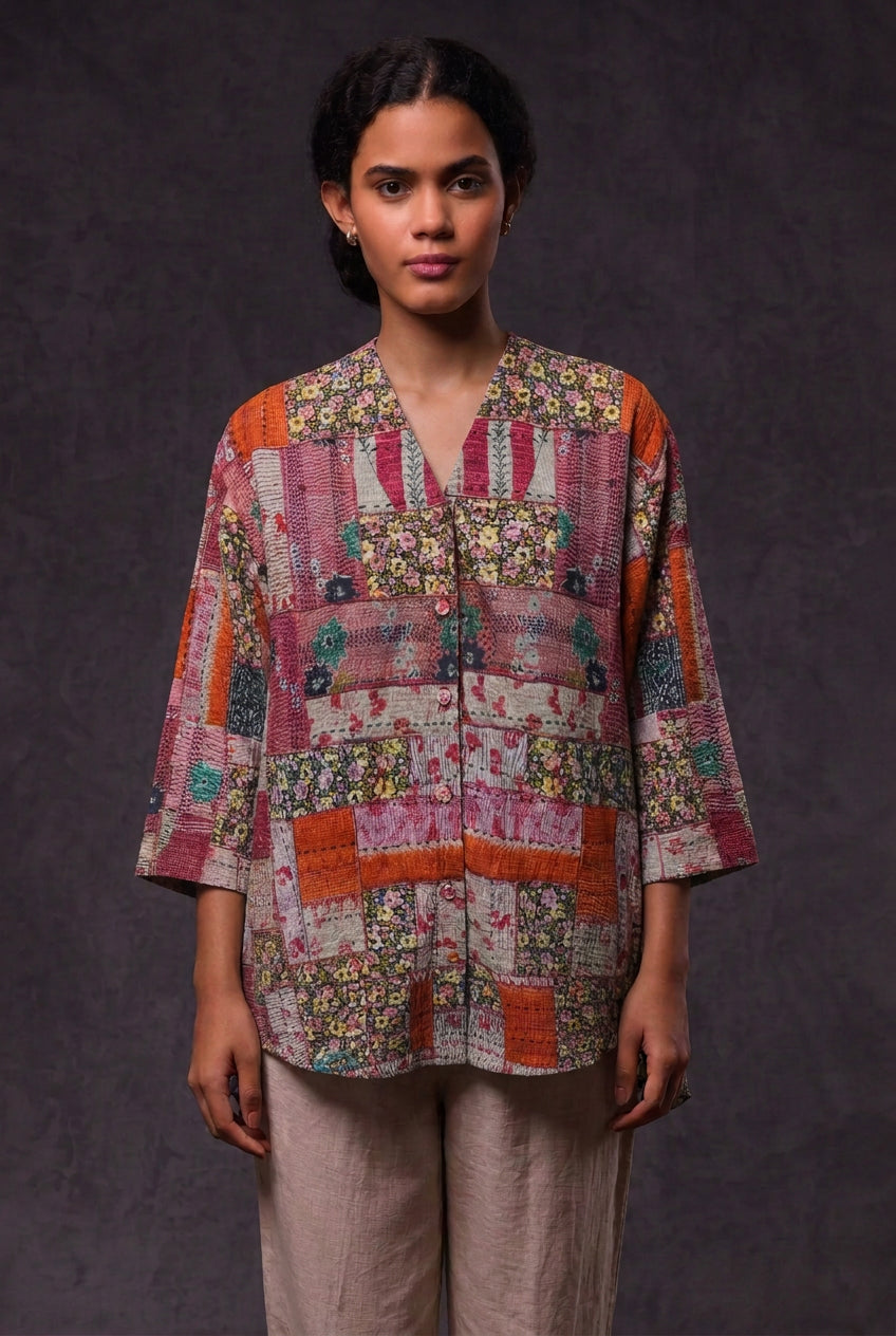 Patchwork Print Cotton Shirt