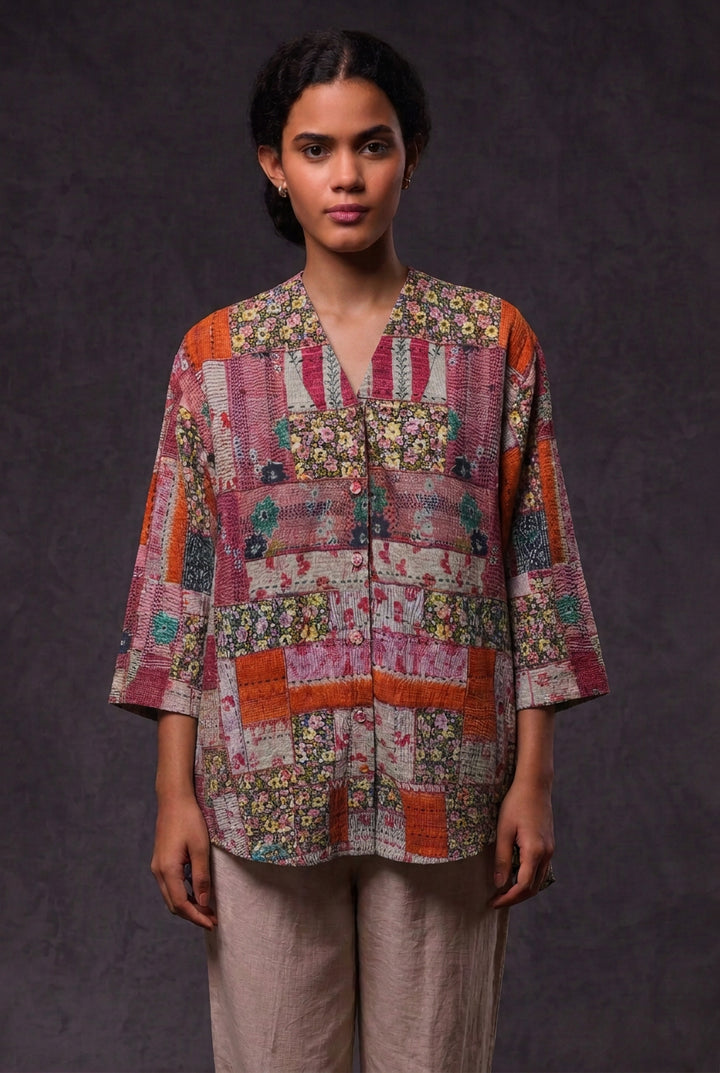 Patchwork Print Cotton Shirt