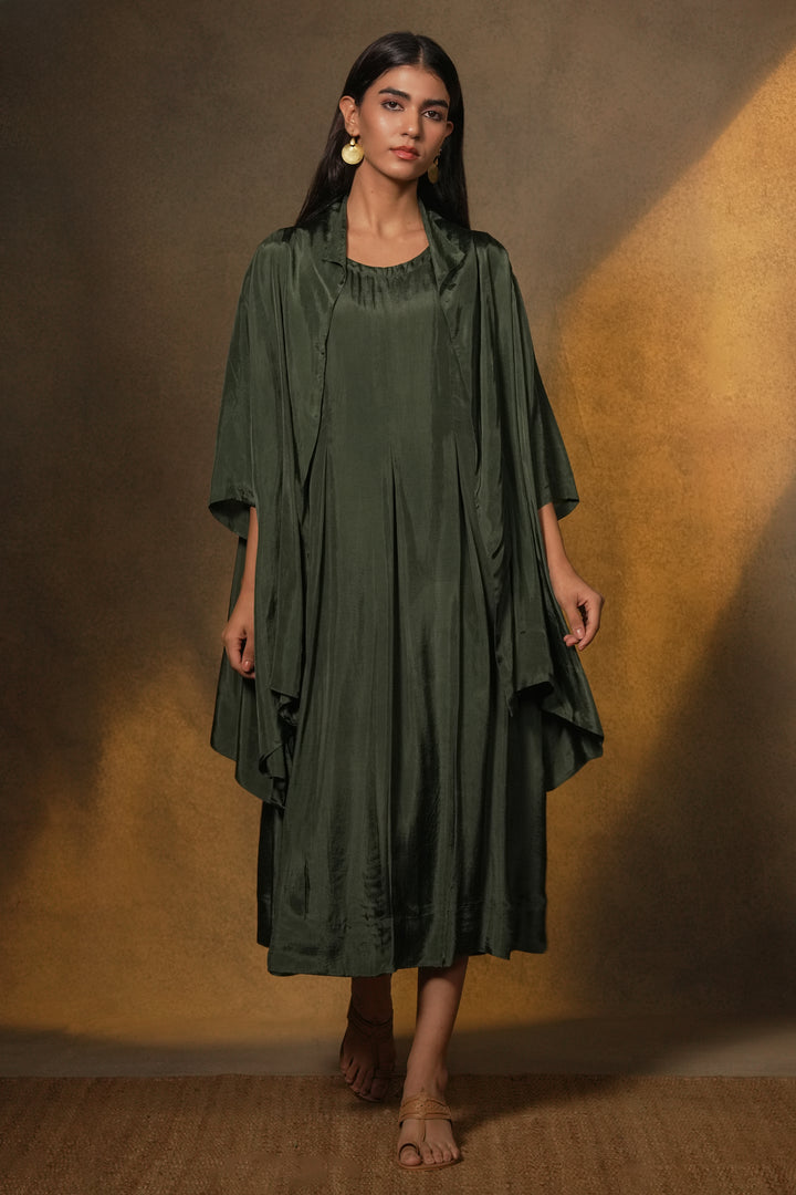 Emerald Green Silk Jacket with Slip