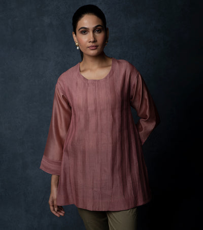 English Rose Pintucks Chanderi Tunic