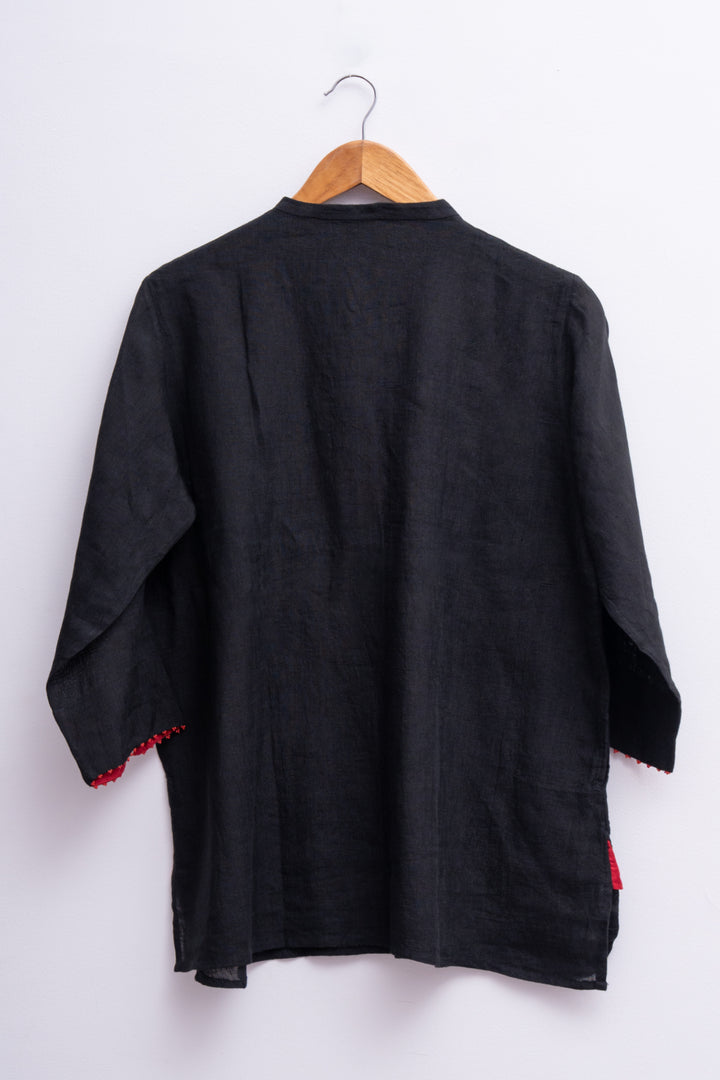 Black Cotton Linen Shirt
