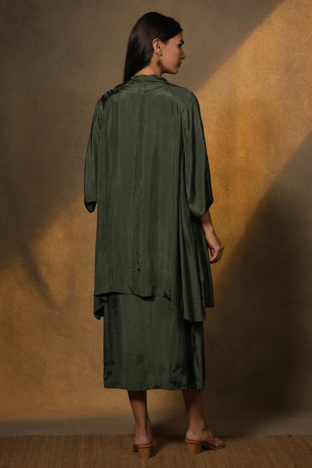 Emerald Green Silk Jacket with Slip