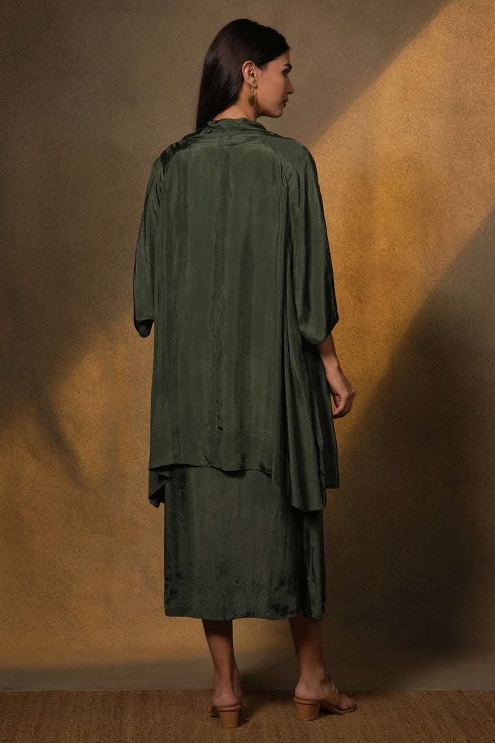 Emerald Green Silk Jacket with Slip