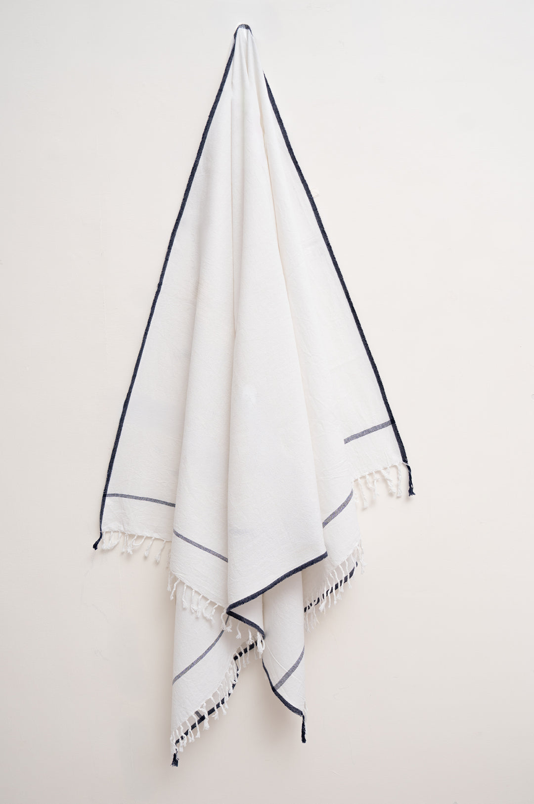 Handwoven Cotton Towel with Signature Blue Selvedge