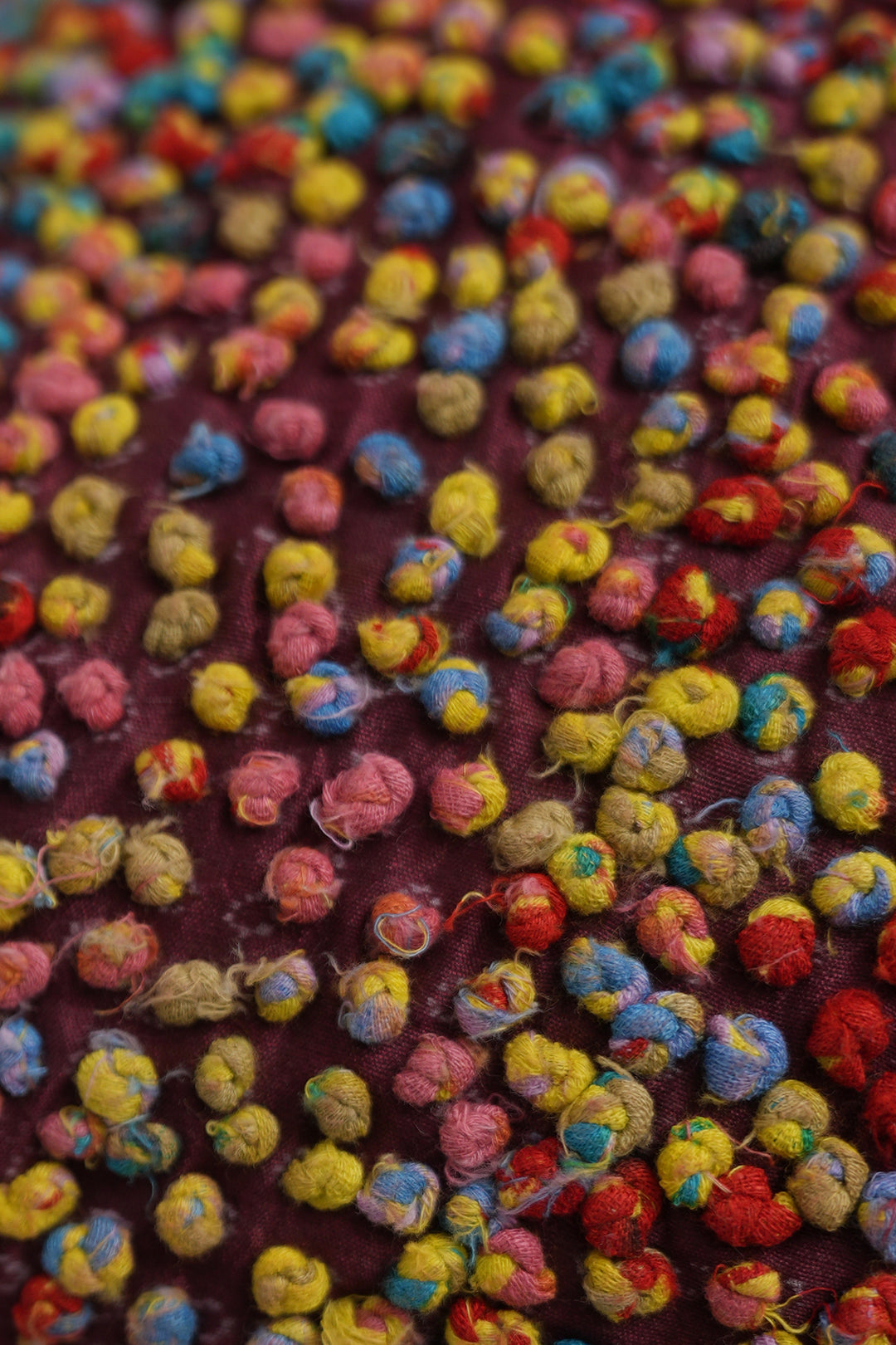 Multi Color French Knot Silk Cushion Cover