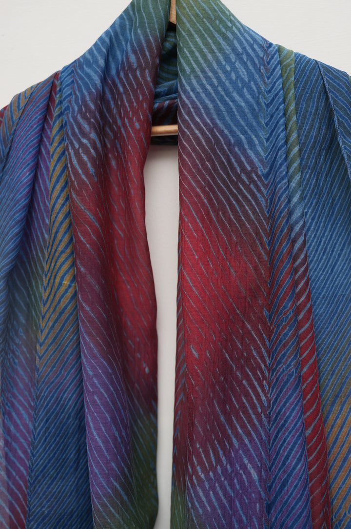 Blue & Berry Shibori Chanderi Dupatta