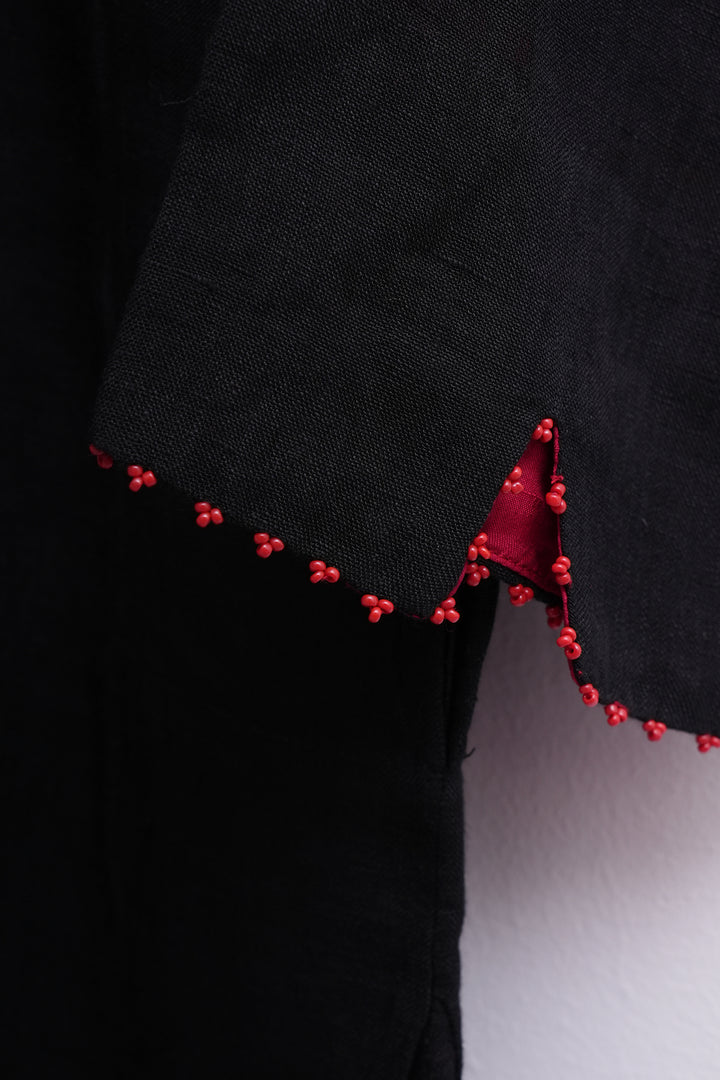 Black Cotton Linen Shirt