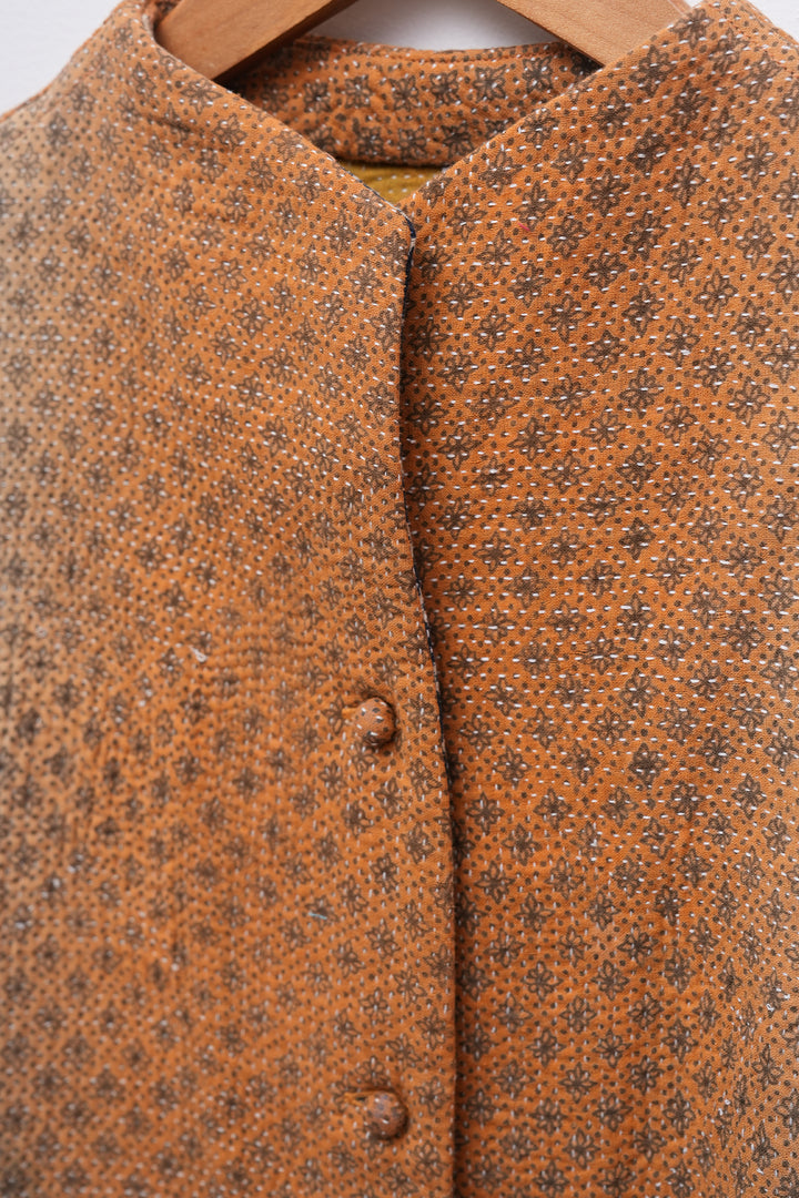 Orange Vintage Cotton Kantha Jacket