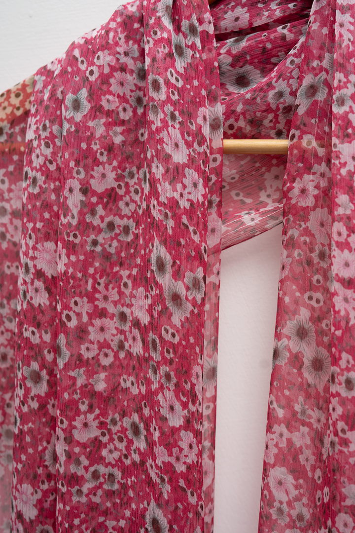 Magenta Chiffon Printed Dupatta