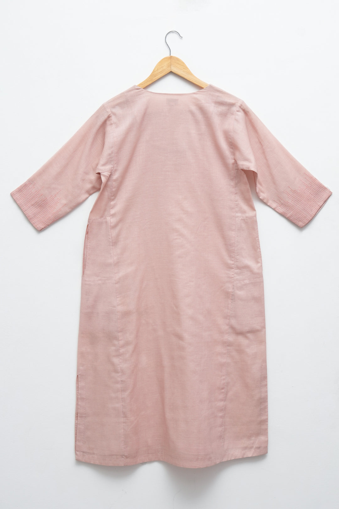 Pastel Pink Embroidered Cotton Kurta