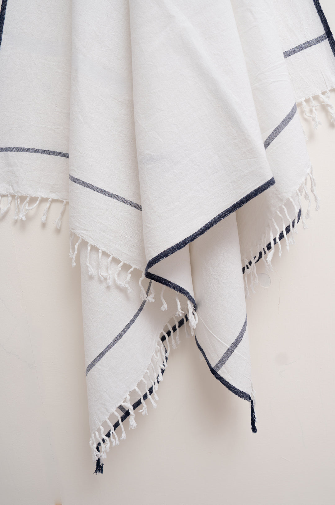 Handwoven Cotton Towel with Signature Blue Selvedge