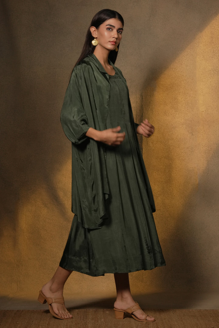 Emerald Green Silk Jacket with Slip