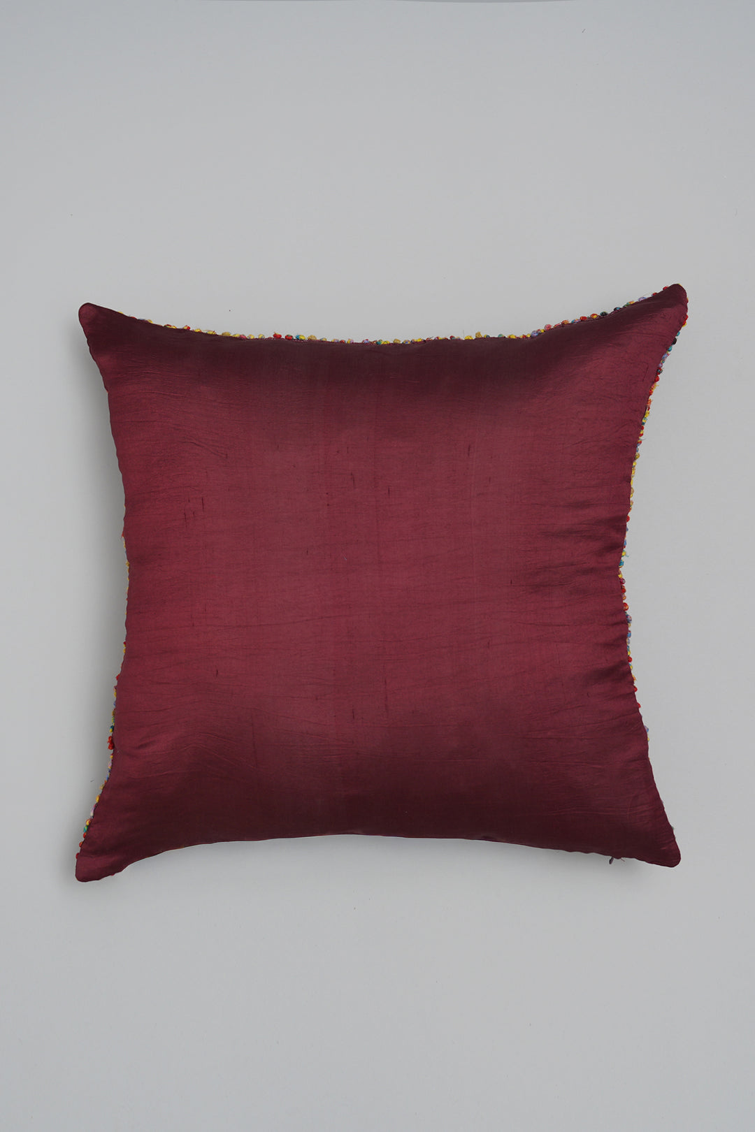 Multi Color French Knot Silk Cushion Cover