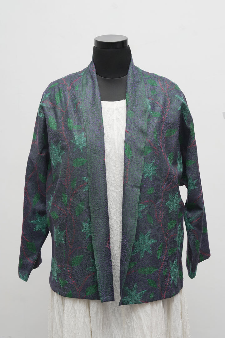 Multicolor Silk Kantha Overlay