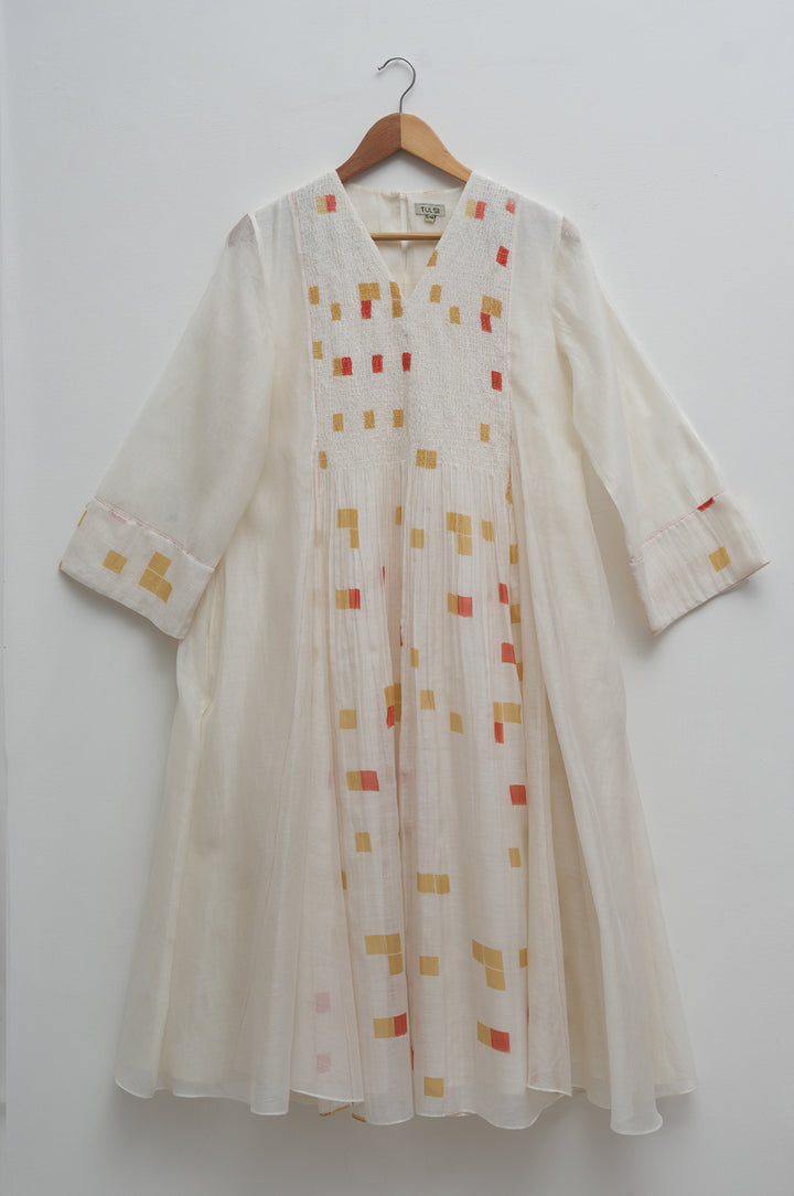 Pixel Print Chanderi Dress