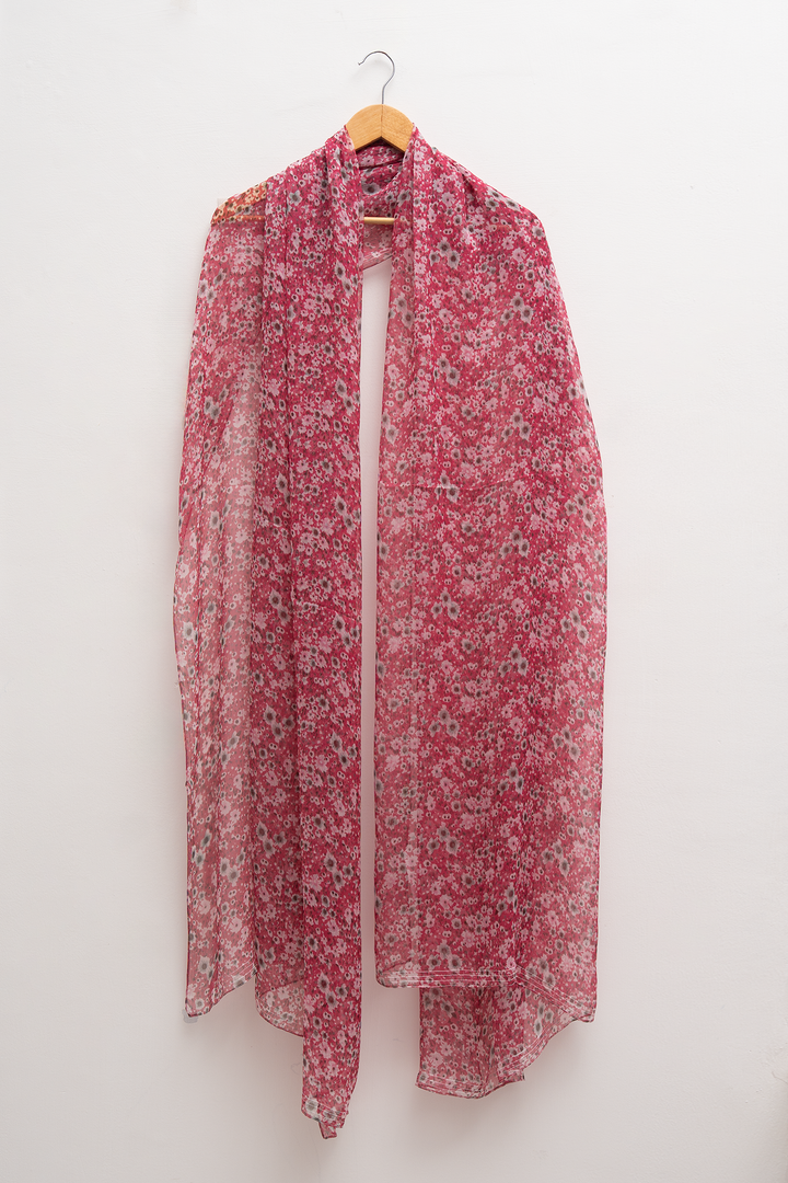 Magenta Chiffon Printed Dupatta