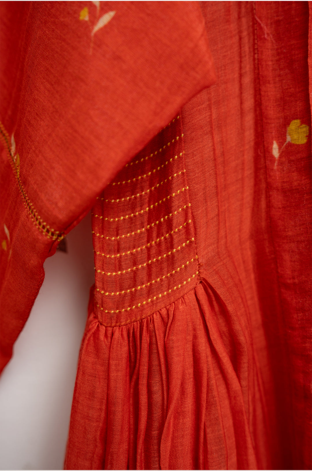 Orange Bloom Printed Chanderi Dress