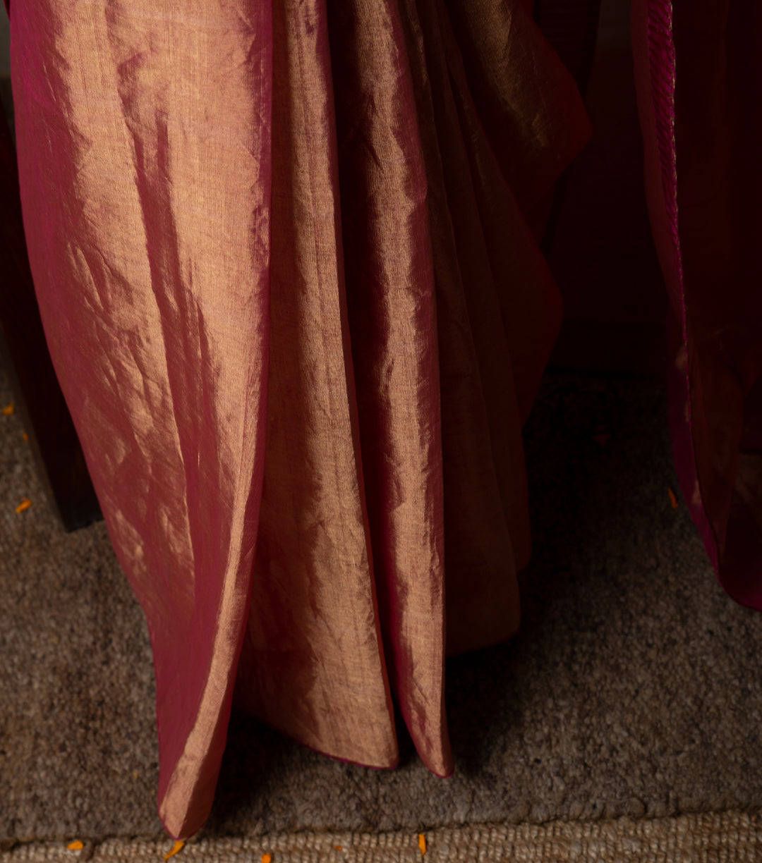 Coral Solid Tissue Saree