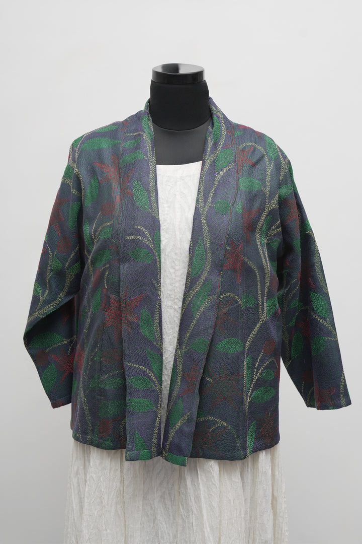 Multicolor Silk Kantha Overlay