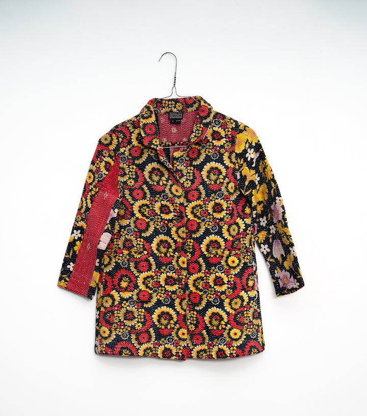 Multi Color Vintage Cotton Kantha Jacket For Kids