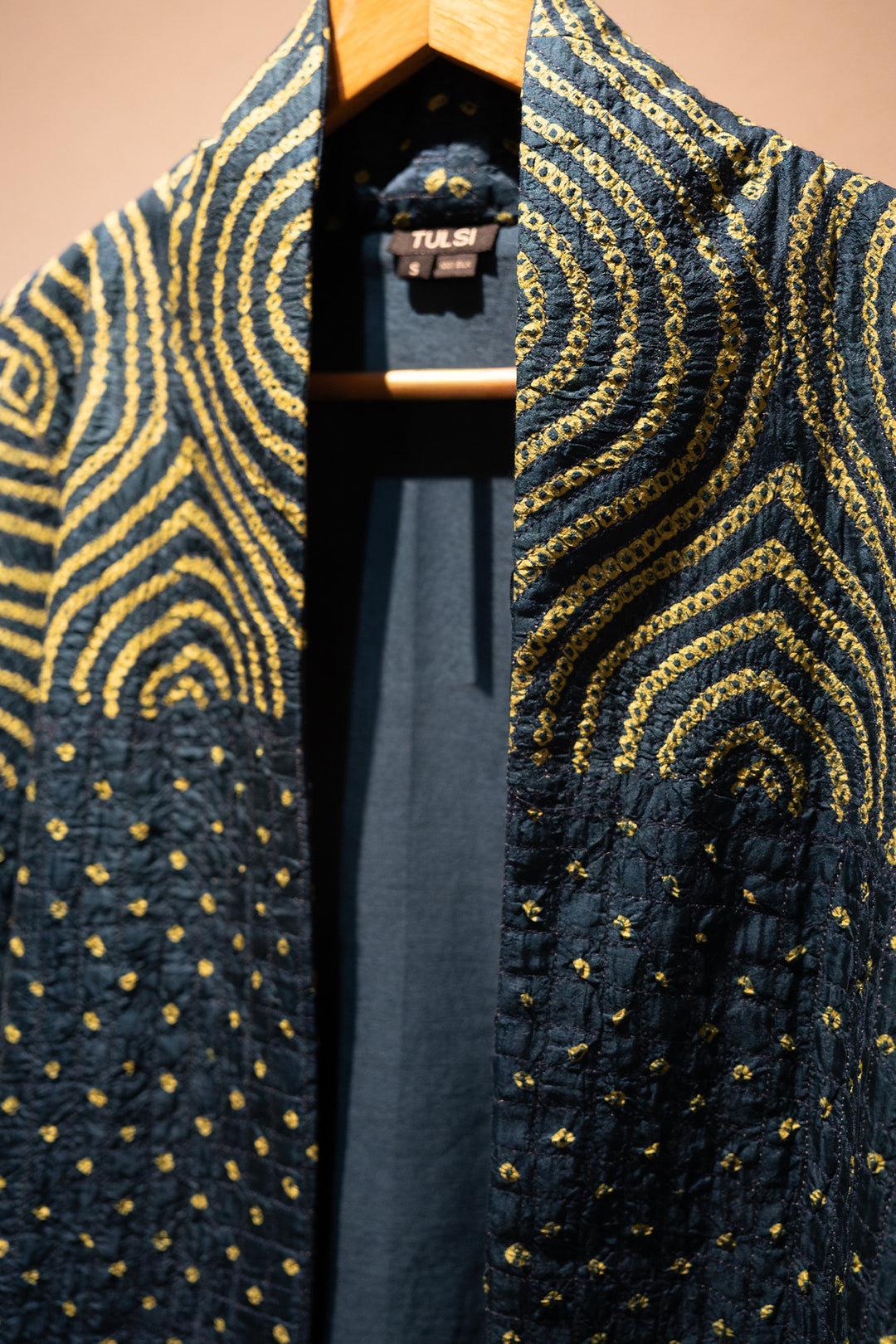 Blue Bandhani Silk Overlay Jacket – Tulsi Online