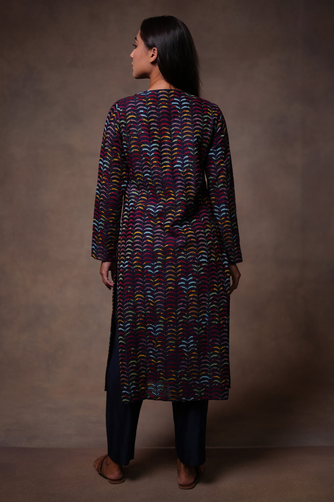 Black Patchwork Embroidered Kurta
