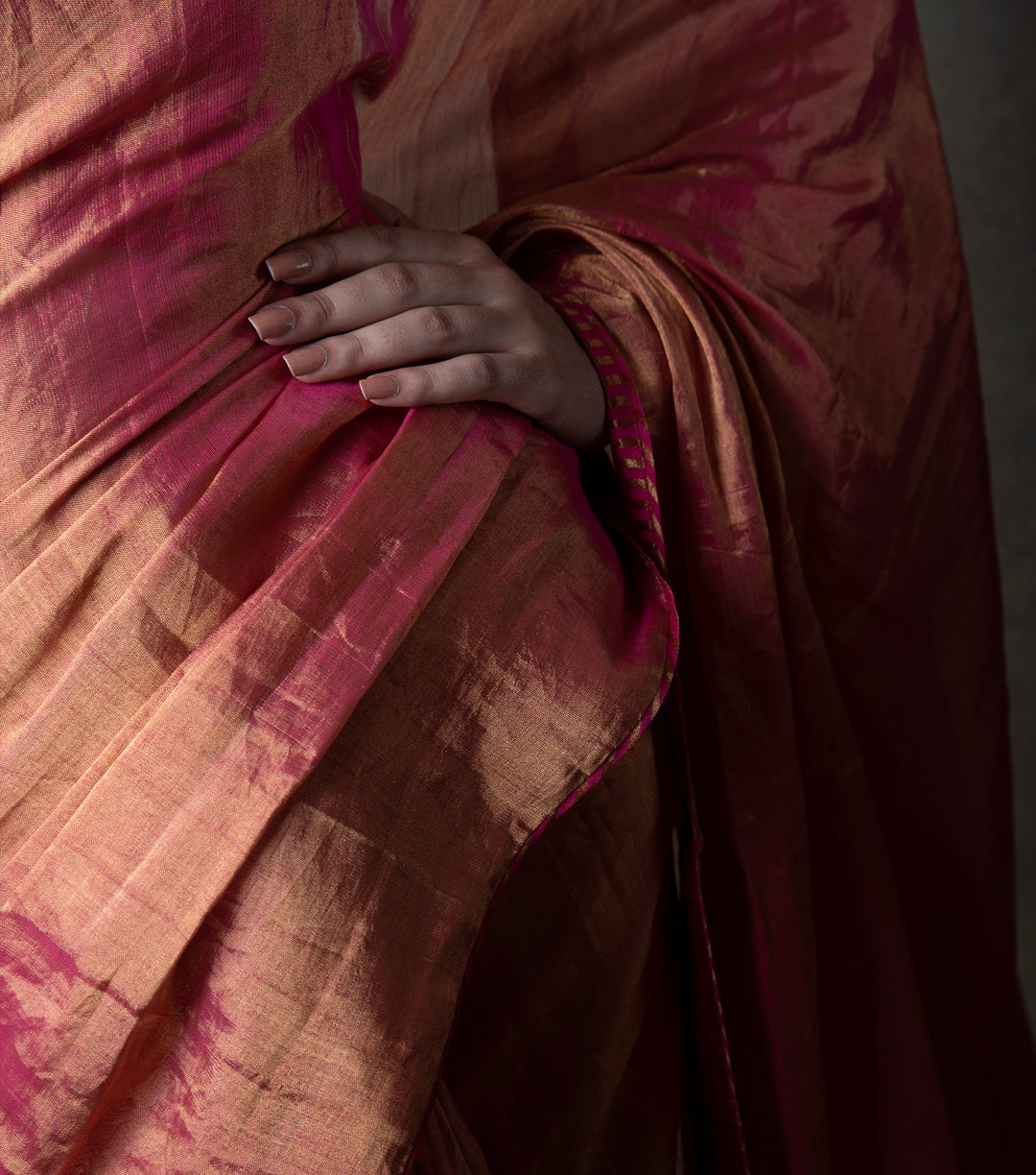 Coral Solid Tissue Saree