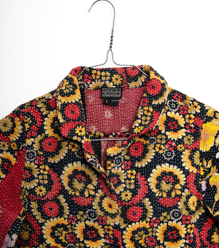 Multi Color Vintage Cotton Kantha Jacket For Kids