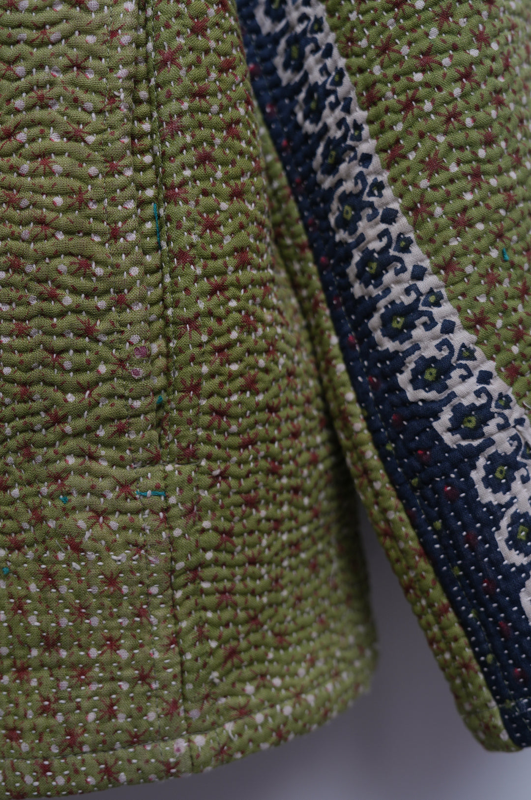 Olive & Indigo Cotton Kantha Jacket