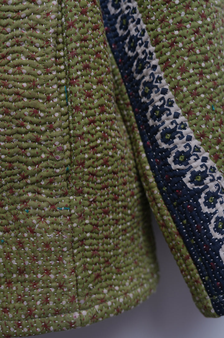 Olive & Indigo Cotton Kantha Jacket