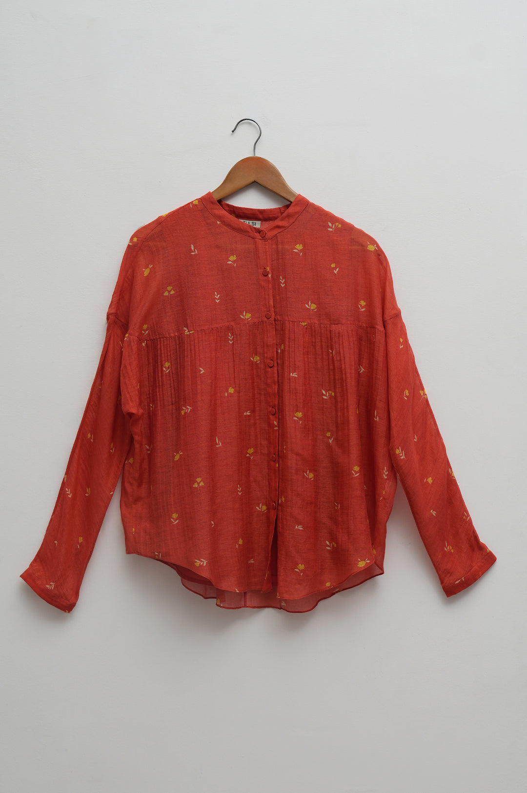 Rust Bloom Printed Chanderi Shirt