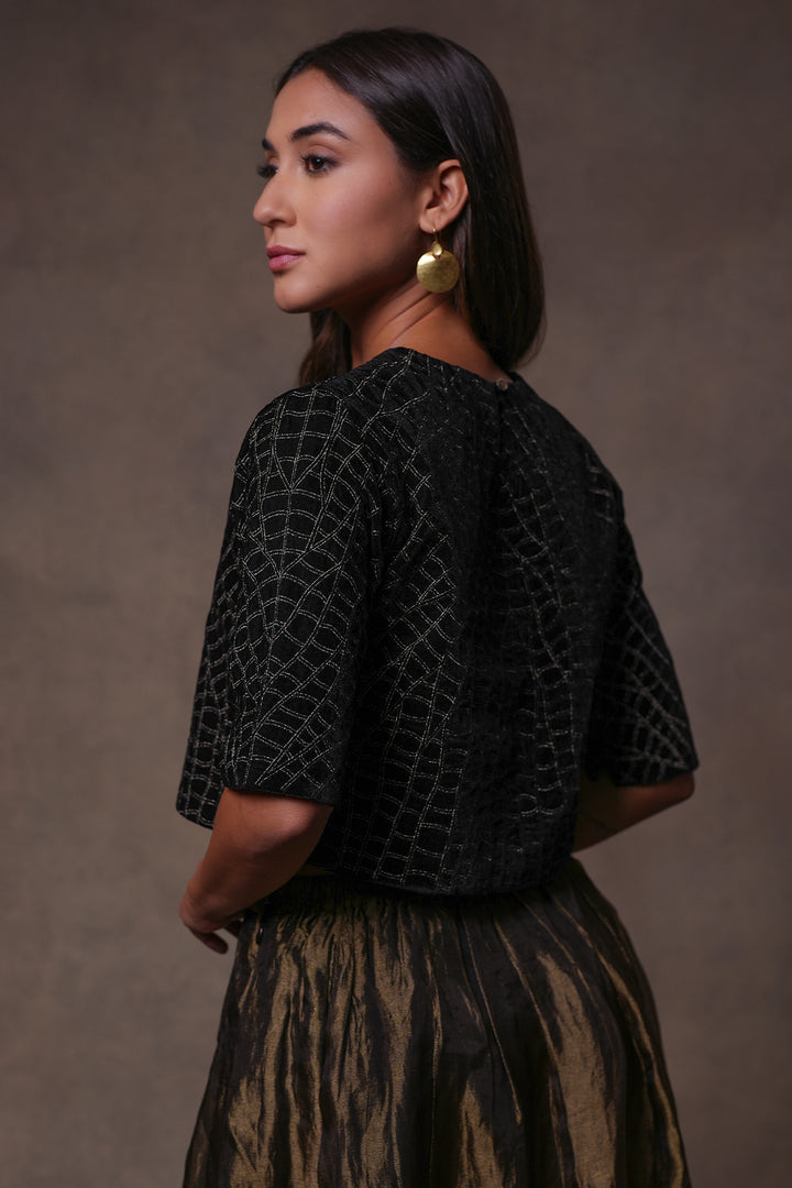 Black Zari Embroidered Blouse