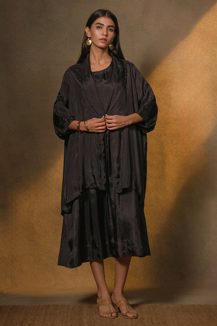Black Silk Jacket with Slip