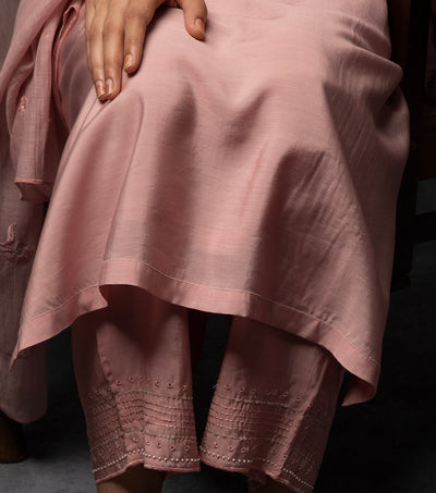 Light Pink Embroidered Chanderi Suit Set