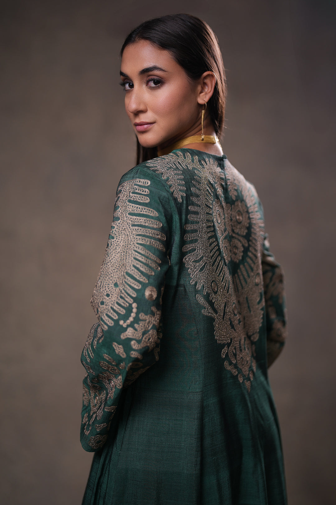 Green Embroidered Silk Kurta with Pants