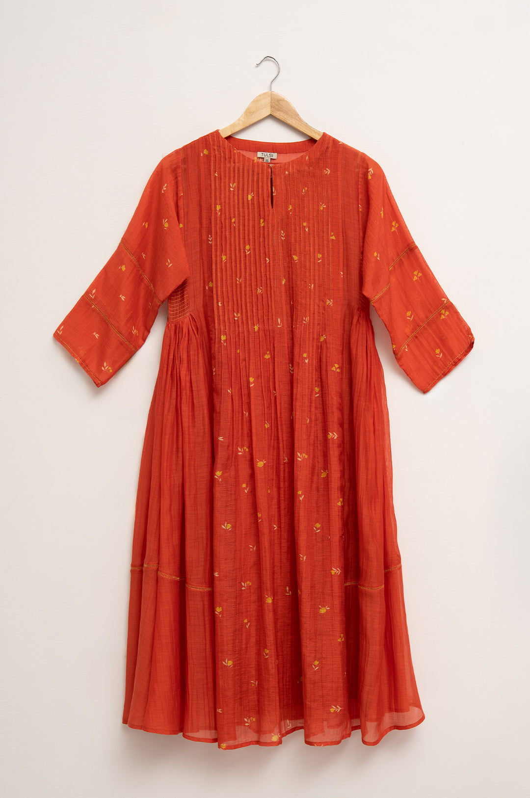 Orange Bloom Printed Chanderi Dress