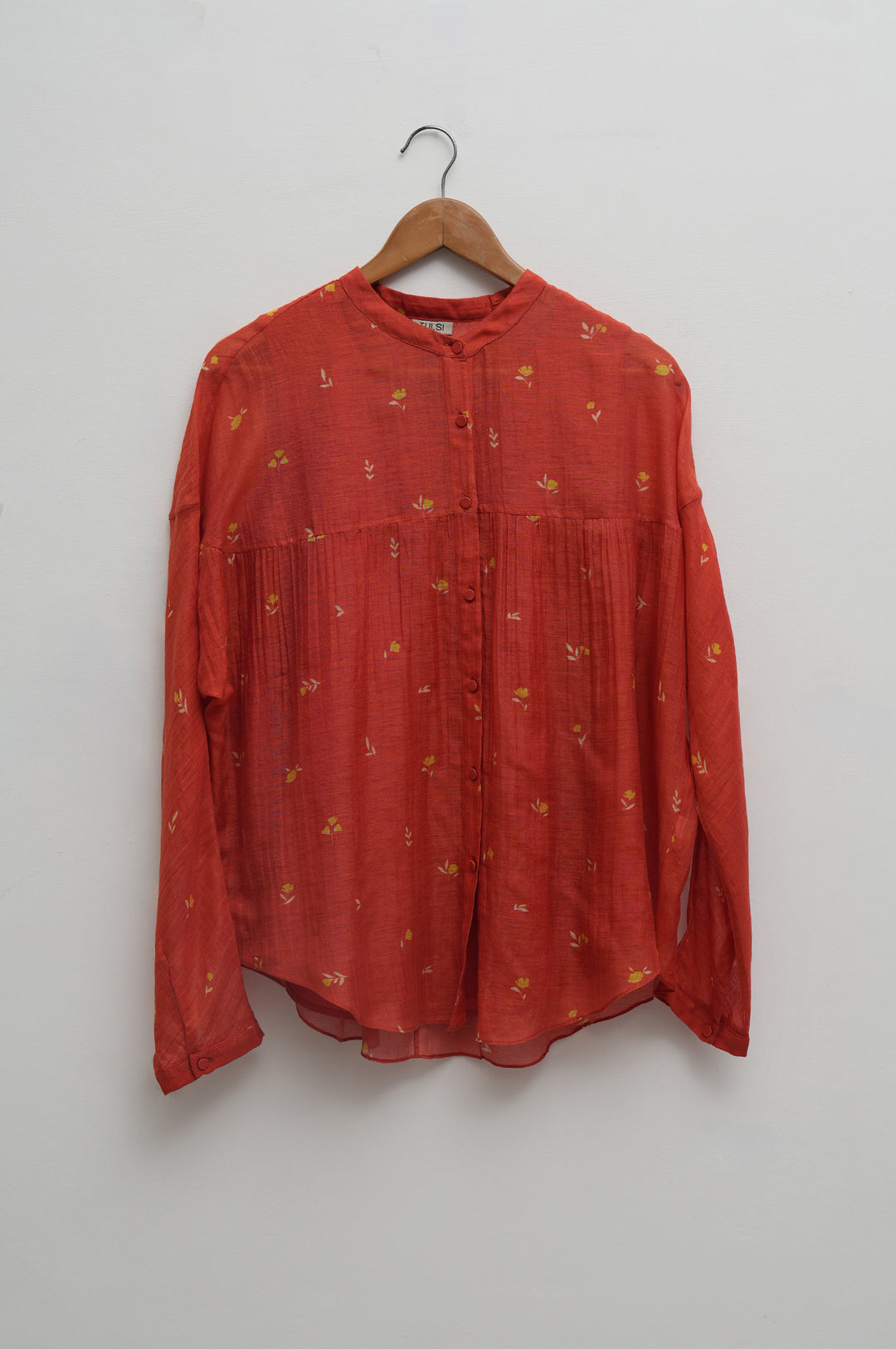 Rust Bloom Printed Chanderi Shirt