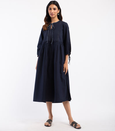 Navy cotton linen dress