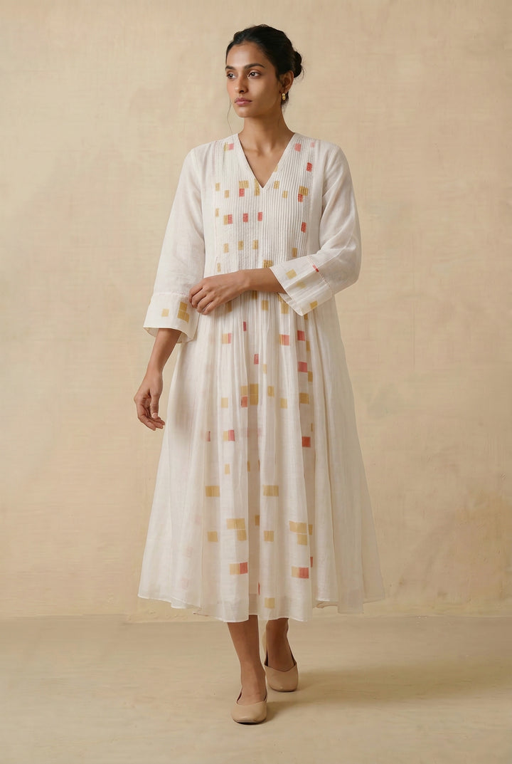 Pixel Print Chanderi Dress