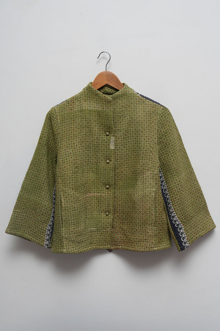 Olive & Indigo Cotton Kantha Jacket