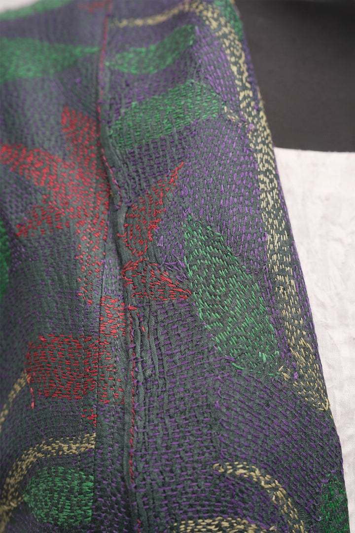 Multicolor Silk Kantha Overlay