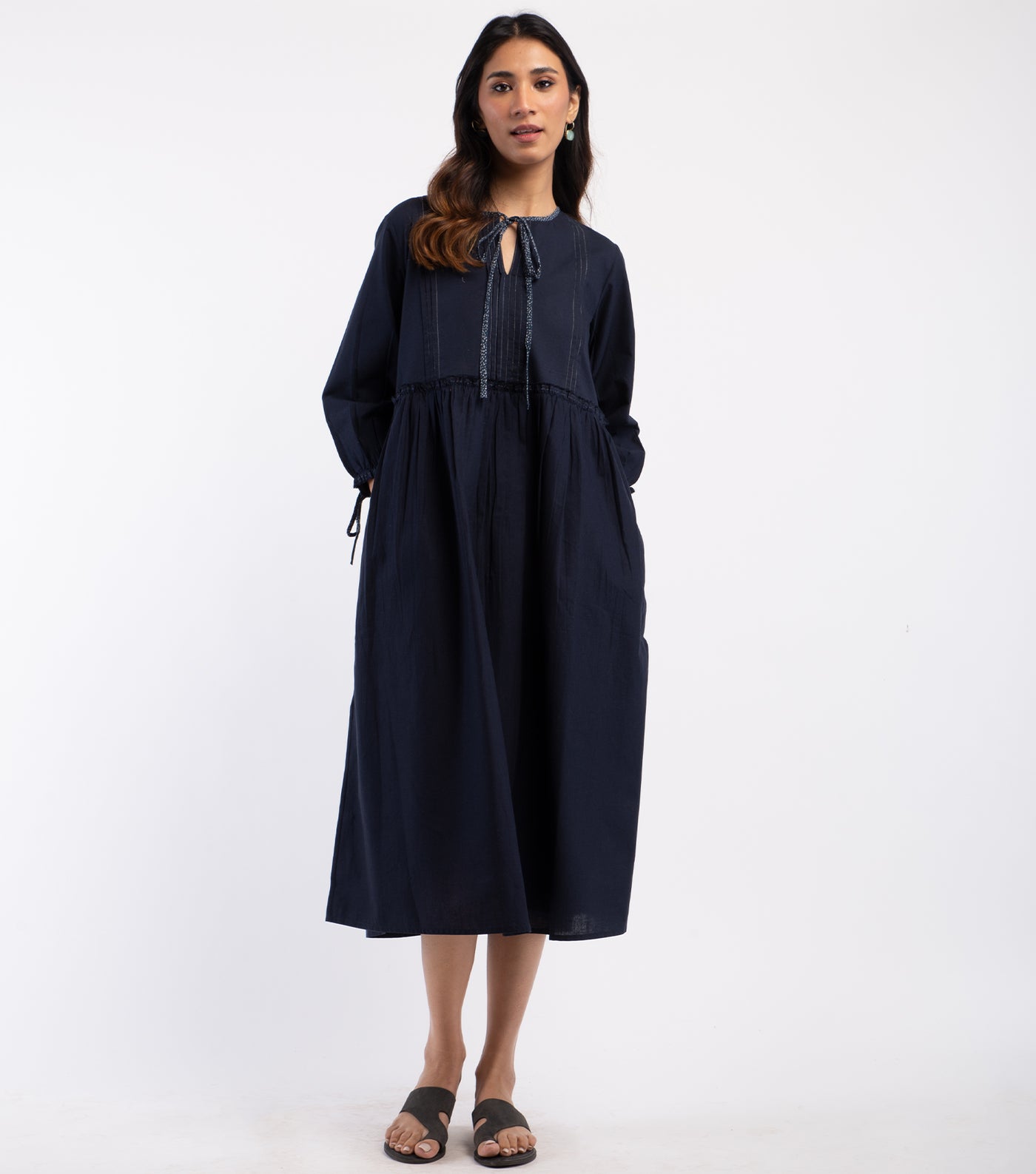 Navy cotton linen dress