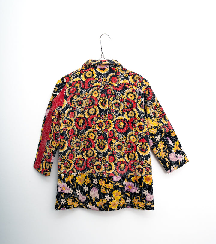 Multi Color Vintage Cotton Kantha Jacket For Kids