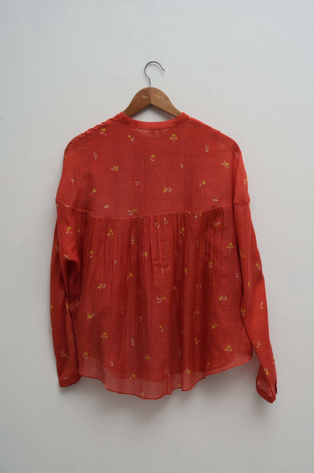 Rust Bloom Printed Chanderi Shirt