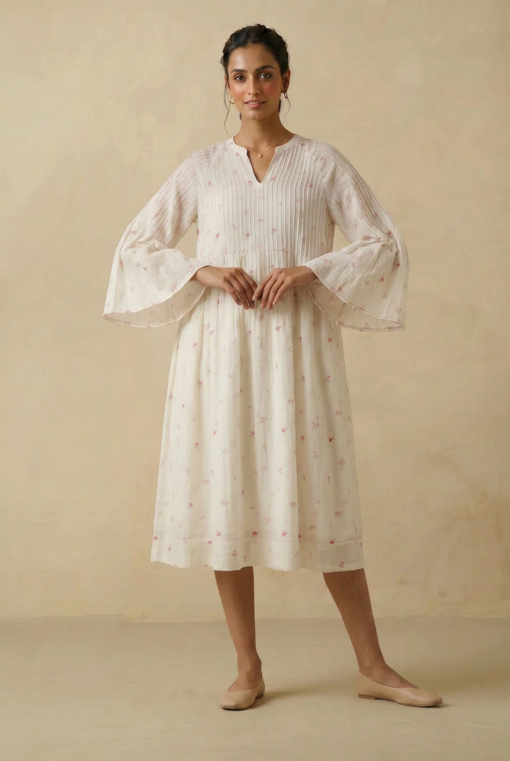 Blush Bloom Printed Chanderi Dress
