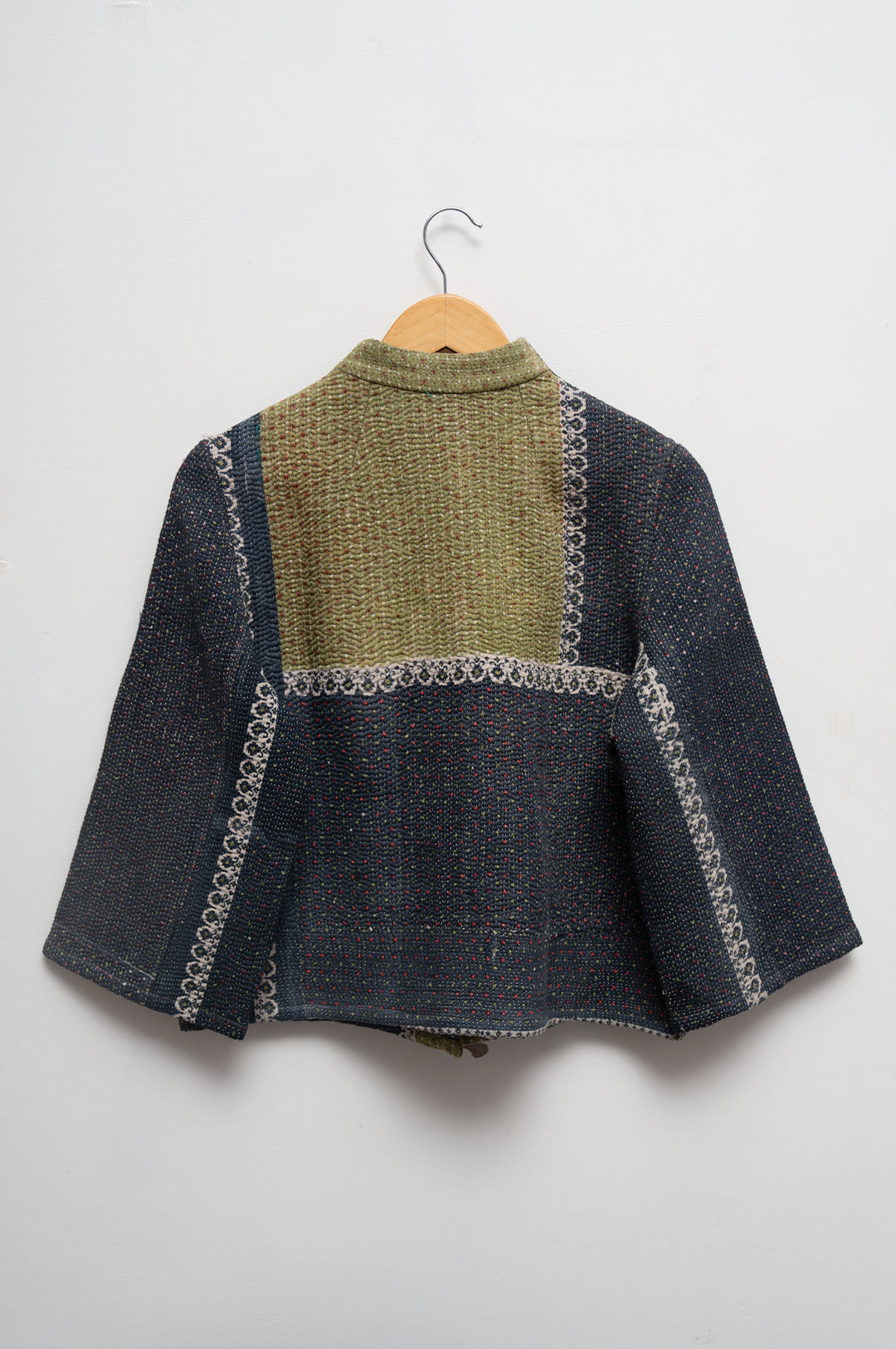 Indigo Olive Patchwork Cotton Kantha Jacket